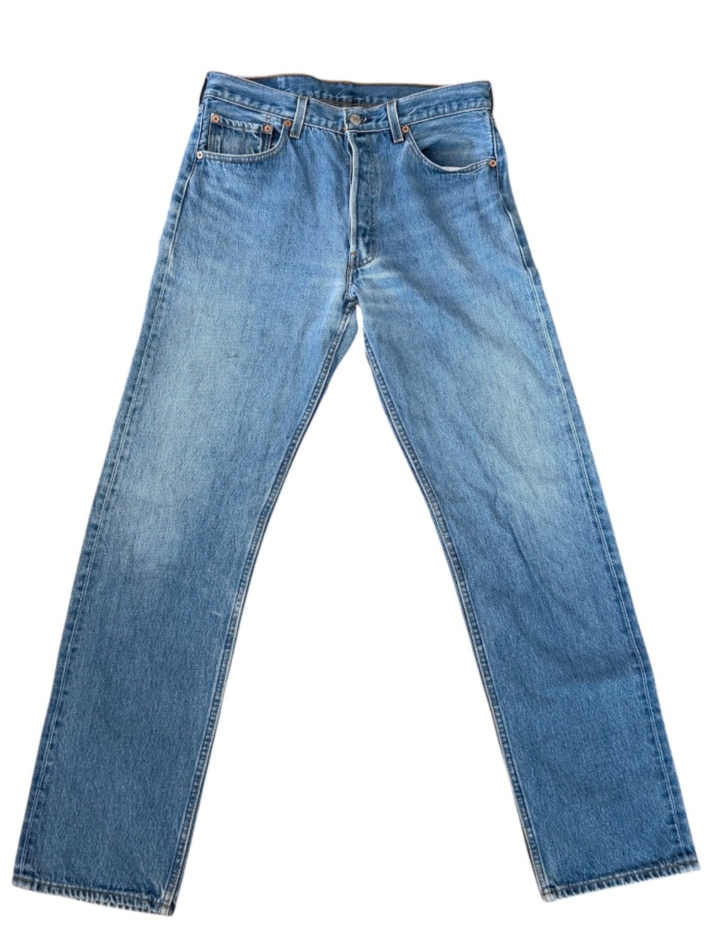 Levi's 501xx Men's Light Wash Blue Denim Straight Leg Jeans Sz W34/L36 GUC